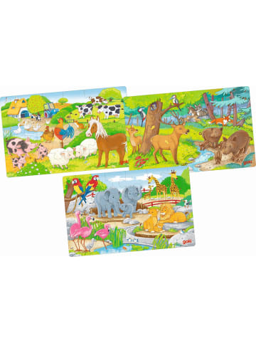 Gollnest & Kiesel Puzzles Tiere | 27,5 x 17,5 x 0,3 cm, Holz, 24-teilig, 3 Motive, per Set