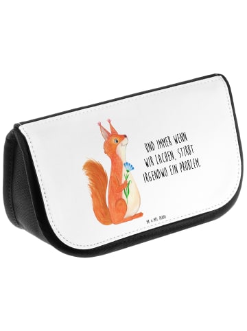 Mr. & Mrs. Panda Kulturbeutel Eichhörnchen Blume mit Spruch in Weiß