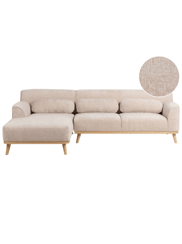 Beliani Ecksofa SIMOS in Beige/Braun - (W) 264 x (H) 80 x (L) 82 cm