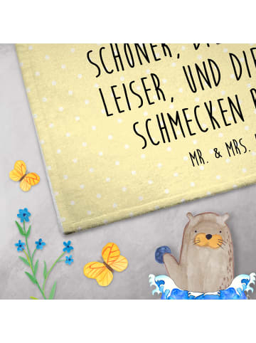 Mr. & Mrs. Panda Gästehandtücher Avocado Tanzen mit Spruch in Gelb Pastell