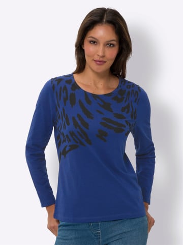 Sieh an! Langarmshirt in royalblau-schwarz