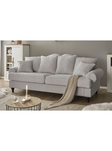 Furn.Design Sofa hellgrau Landhaus, Couch 3,5-Sitzer 230 cm