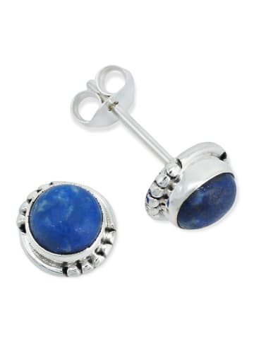 mantraroma 925er Silber - Ohrstecker (L) 7 x (B) 7 mm mit Lapis Lazuli