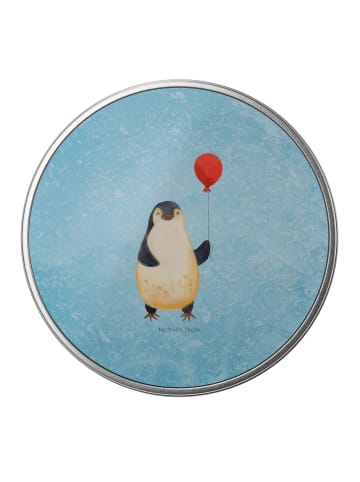 Mr. & Mrs. Panda Blechdose rund Pinguin Luftballon ohne Spruch in Eisblau