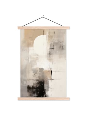 MuchoWow Poster mit Leiste Abstrakte Kunst weiß schwarz