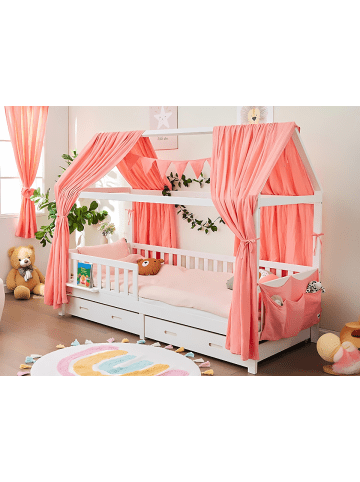 ALAVYA HOME Hausbett Komplett Set mit Musselin DEKO Rosa