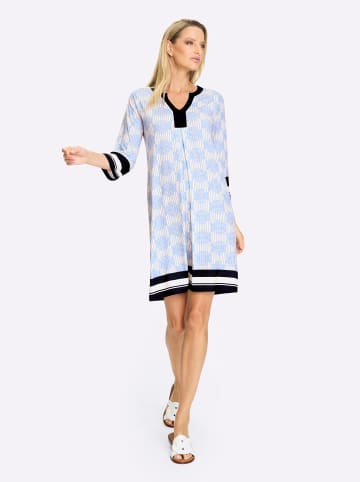 Heine Jerseykleid in eisblau-ecru-bedruckt