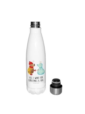 Mr. & Mrs. Panda Thermosflasche Nachtfalter Schneemann mit Spruch in Weiß