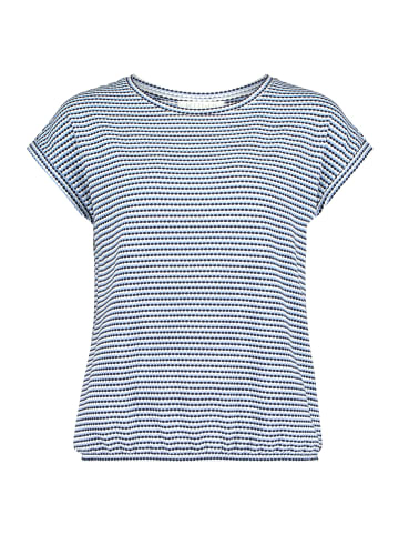 BETTY & CO Casual-Shirt mit Gummizug in Dunkelblau/Weiß