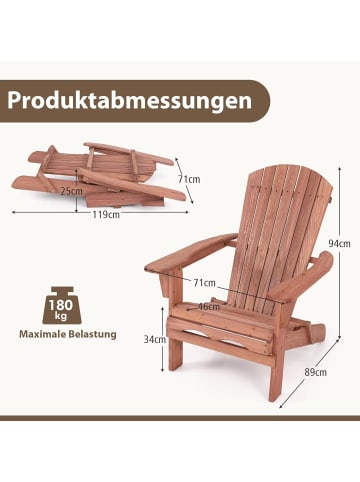 COSTWAY Adirondack Stuhl klappbar in Braun