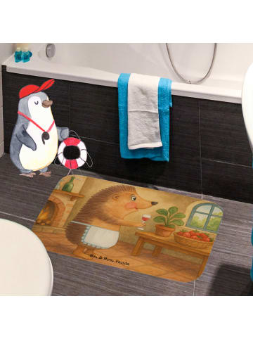 Mr. & Mrs. Panda Duschvorleger Igel Wein Design ohne Spruch in Weiß