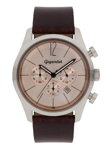 Gigandet Quarzuhr Chronograph "ART DECO" in Braun/Silber/Kupfer