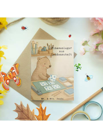 Mr. & Mrs. Panda Klappkarte Fliesenleger Leidenschaft Design mit... in Weiß