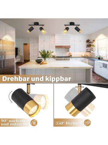 ZMH Deckenleuchte in Schwarzgold 2-flammige GU10 Vintage Flurlampe L 31cm