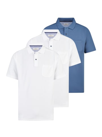 Redmond Poloshirt Basic in Weiß / blau
