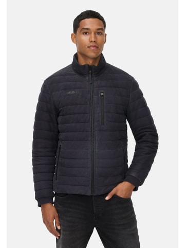 Camel Active Lederjacke mit Stehkragen und Brusttasche in Navyblau