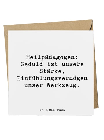 Mr. & Mrs. Panda Klappkarte Spruch Heilpädagogin Geduld mit Spruch in Weiß