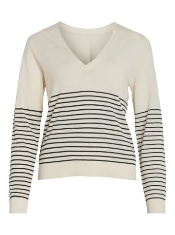 Vila V-Ausschnitt-Pullover in Egret/Black