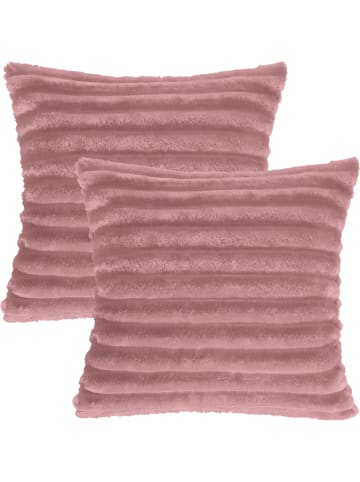 Erwin Müller Fleece, Microfaser Kissenhülle 2er-Pack Aosta in rosenholz