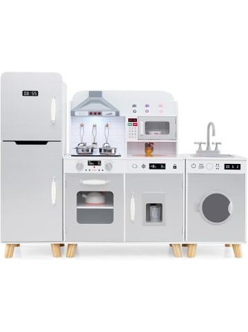 COSTWAY Kinderküche mit Zubehör in Grau