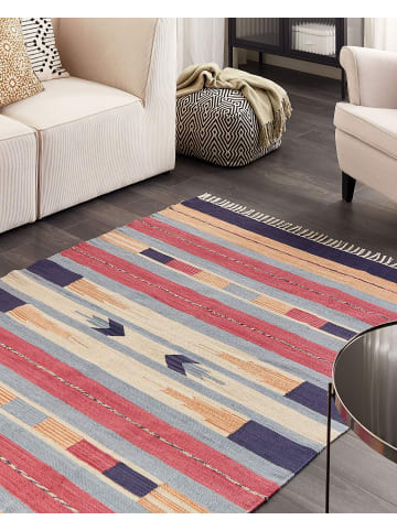 Beliani Kelim GANDZAK in Bunt/Blau/Rot - (W) 140 x (L) 200 cm