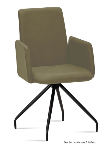 58 aufm Kessel ARMLEHNSTUHL (2er-Set) Detana 52x92x60 Schwarz/Olivgrün