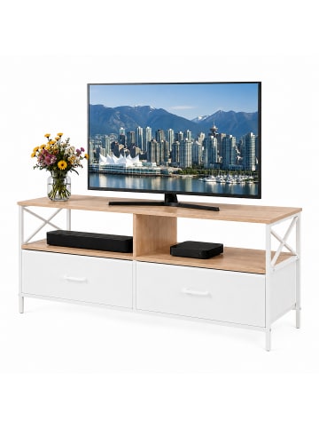 relaxdays TV Lowboard in Natur/ Weiß - (B)120 x (H)50 x (T)40 cm