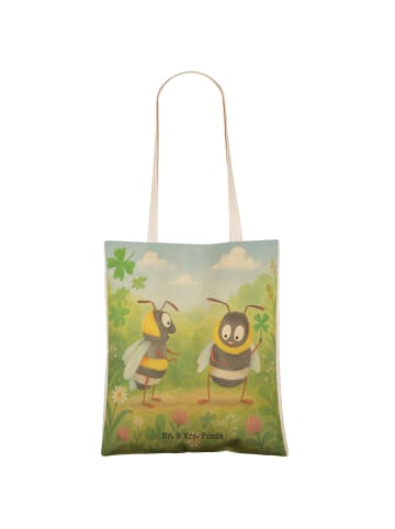 Mr. & Mrs. Panda Shopper Hummeln Kleeblatt Design ohne Spruch in Weiß