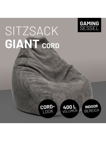 Lumaland LUMALAND GIANT Cord Sitzsack mit stabiler Lehne - Grau