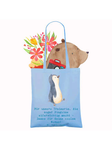 Mr. & Mrs. Panda Jutebeutel Eiskunstlauf Trainerin mit Spruch in Sky Blue