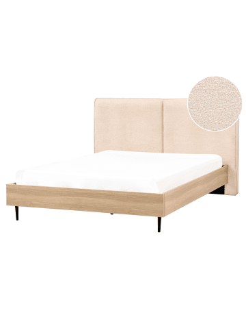Beliani Doppelbett IZERNORE in Beige/Schwarz/Braun - (W) 187 x (H) 112 x (L) 215 cm
