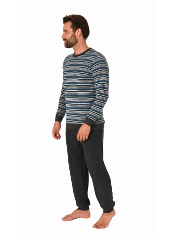 NORMANN langarm Frottee Schlafanzug Pyjama Bündchen - 77598 in blau