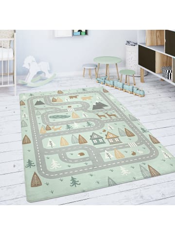KADIMA DESIGN Kinderteppich waschmaschinenwaschbar Waldwege Kinderzimmer in Türkis