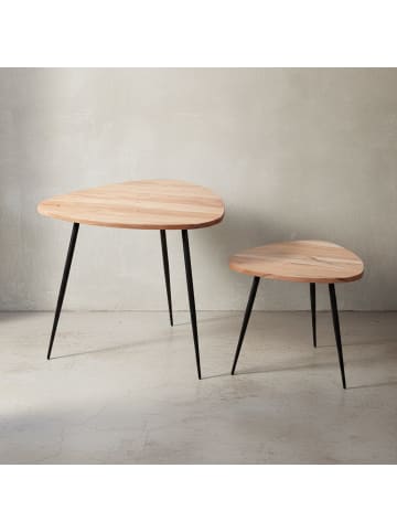 KADIMA DESIGN Satztisch 2er-Set | Akazie Premium, Metall, Industrial
