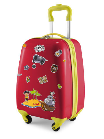 Hauptstadtkoffer For Kids - Kindertrolley mit Piratenaufklebern in Rot