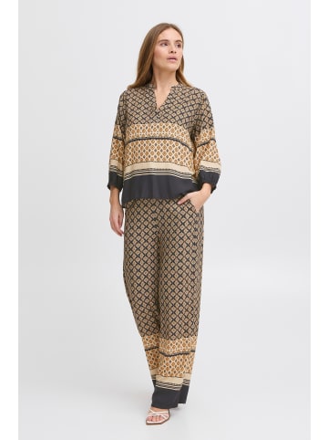 Pulz Casual Hose PZOLIVIA Loose fit in Black Boho Border Print