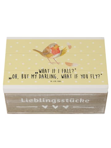 Mr. & Mrs. Panda Geschenkbox Rotkehlchen Federn mit Spruch in Gelb Pastell
