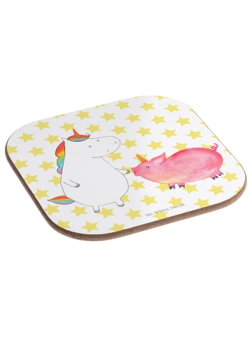 Mr. & Mrs. Panda Untersetzer Glas Einhorn Schwein ohne Spruch in Weiß