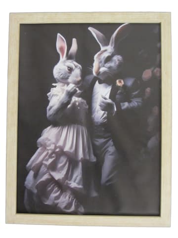 MeinVIPShop Ostern Hasen Bild 43 x 33cm gerahmt braun Design 2