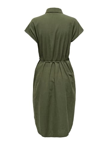 ONLY Legeres Blusenkleid Kurzarm Midi mit Bindeband in Grün-2