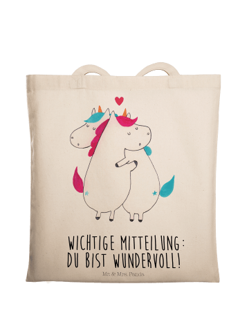 Mr. & Mrs. Panda Tragetasche Einhorn Mitteilung mit Spruch in Creme