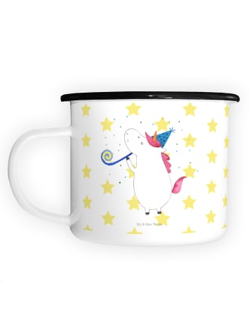 Mr. & Mrs. Panda XL Emaille Tasse Einhorn Party ohne Spruch in Weiß