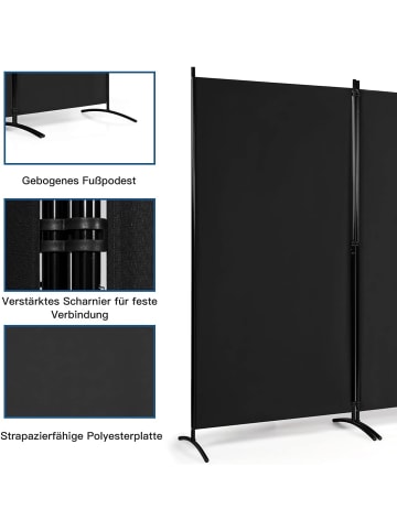 COSTWAY Raumteiler 3 tlg. in Schwarz