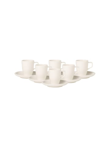 Villeroy & Boch 6er Set Espressotassen mit Untertassen Artesano Original 100 ml weiß in weiß