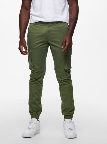 Only&Sons Cargo Hose Verjüngter Schnitt Elastische Bündchen in Olive