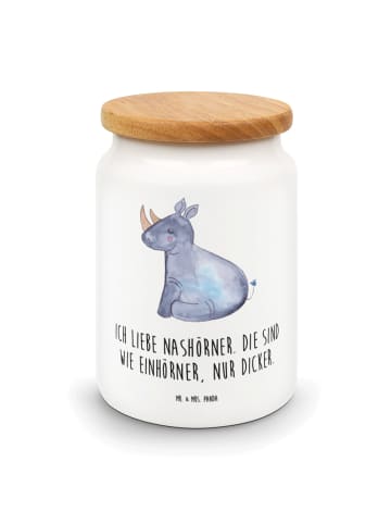 Mr. & Mrs. Panda Teedose Einhorn Nashorn mit Spruch in Weiß