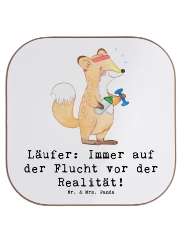 Mr. & Mrs. Panda Holz Untersetzer Laufen Realitätsflucht mit Spruch in Weiß