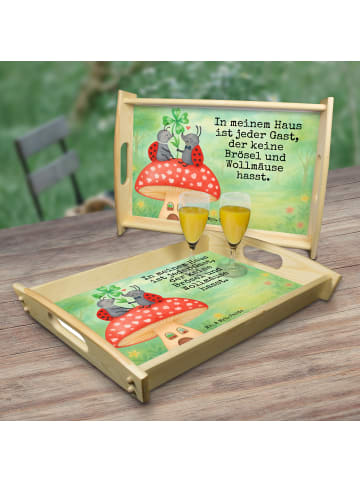 Mr. & Mrs. Panda Tablett Marienkäfer Fliegenpilz Design mit Spruch in Weiß