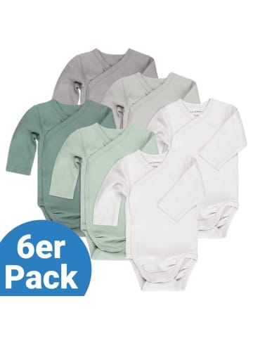 LaLoona Wickelbody Langarm 6er Pack - Salbei in gruen,grau