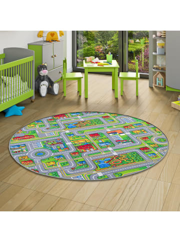 Snapstyle Kinderteppich Abenteuerland Rund in bunt